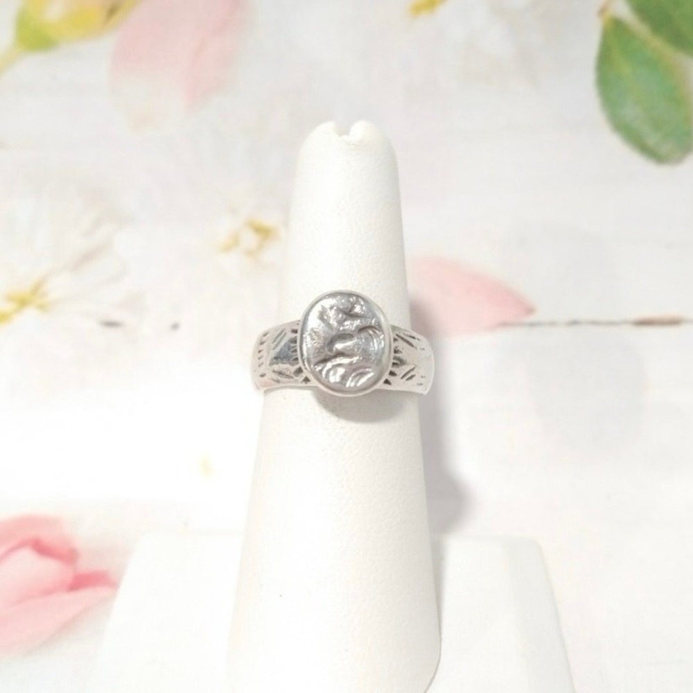 Antique Seal Ring Solid Silver Initials Mono Fran… - image 3